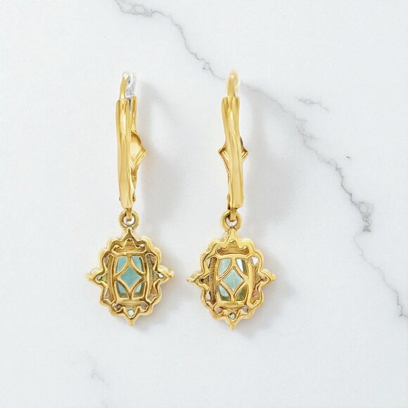 Buy Set of 3 Moissanite, Grandidierite and Radiant Ember  14kt Yellow Gold and 925 Sterling Silver Grandidierite Earrings